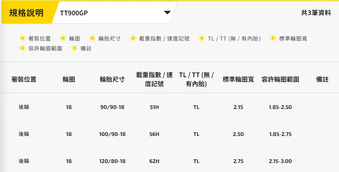 DUNLOP TT900GP 17吋 18吋