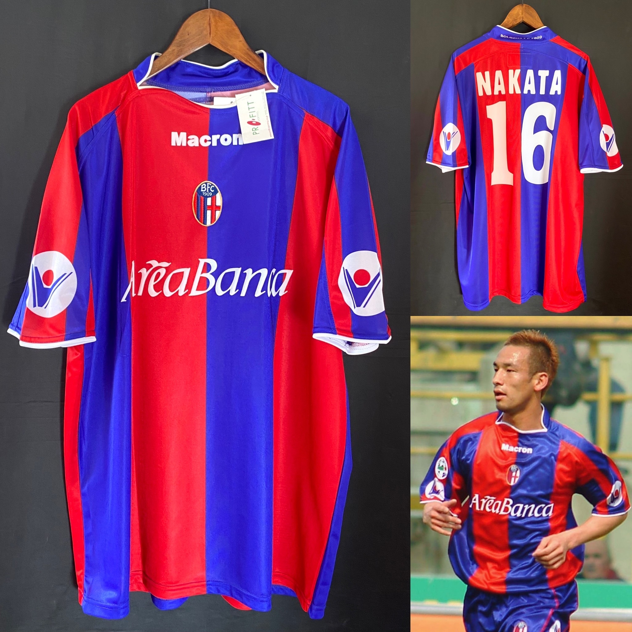 (BNWT) Bologna 2003-2004 Macron Home Shirt #16 NAKATA