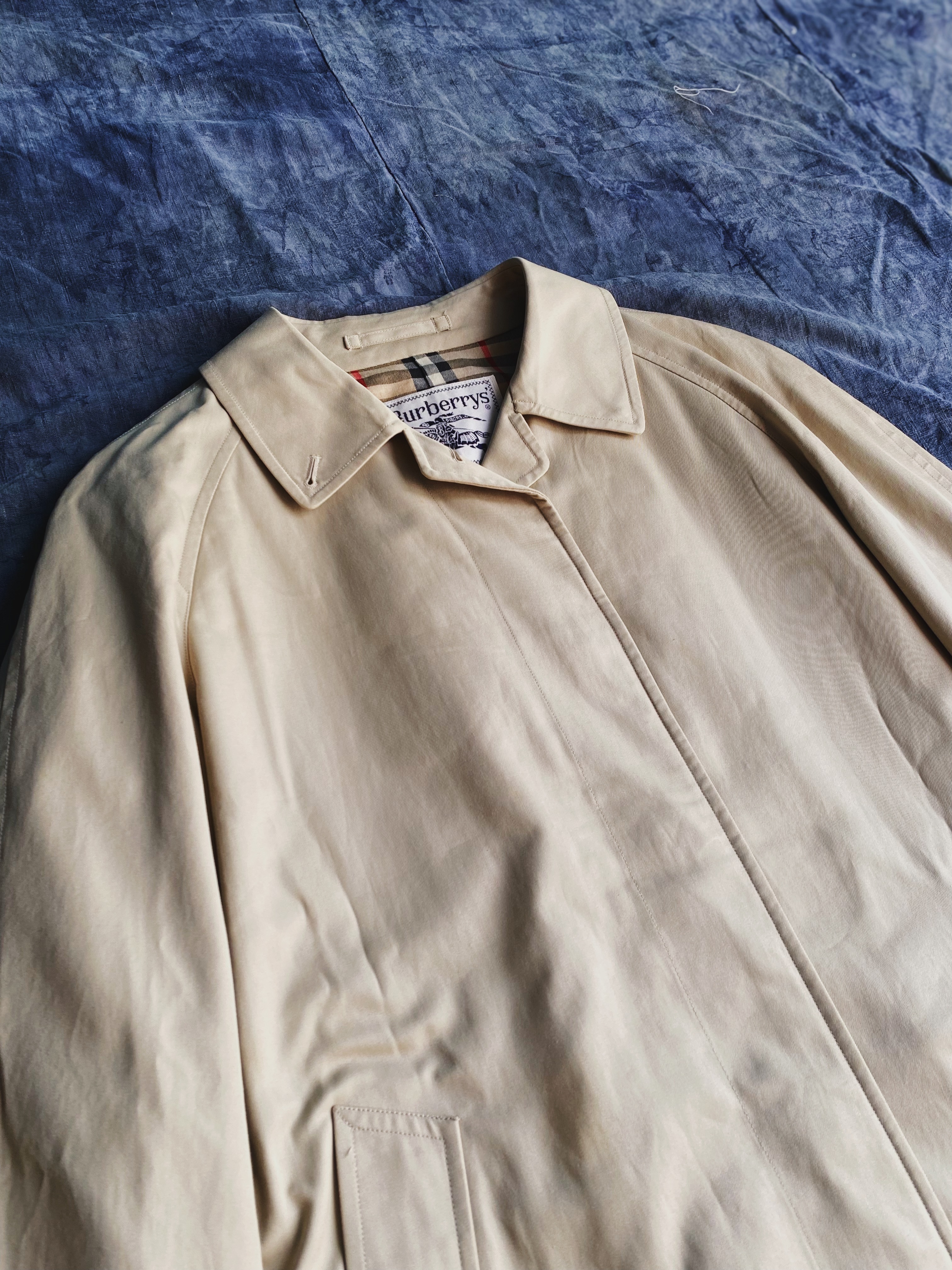 Burberry trench coat/overcoat古著風衣/單排釦大衣-卡其色經典格紋