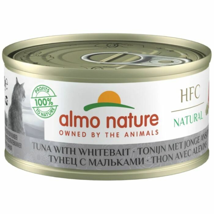 Almo Nature 9084 HFC 貓罐頭 天然系列 吞拿魚+白飯魚 70g x 24pcs