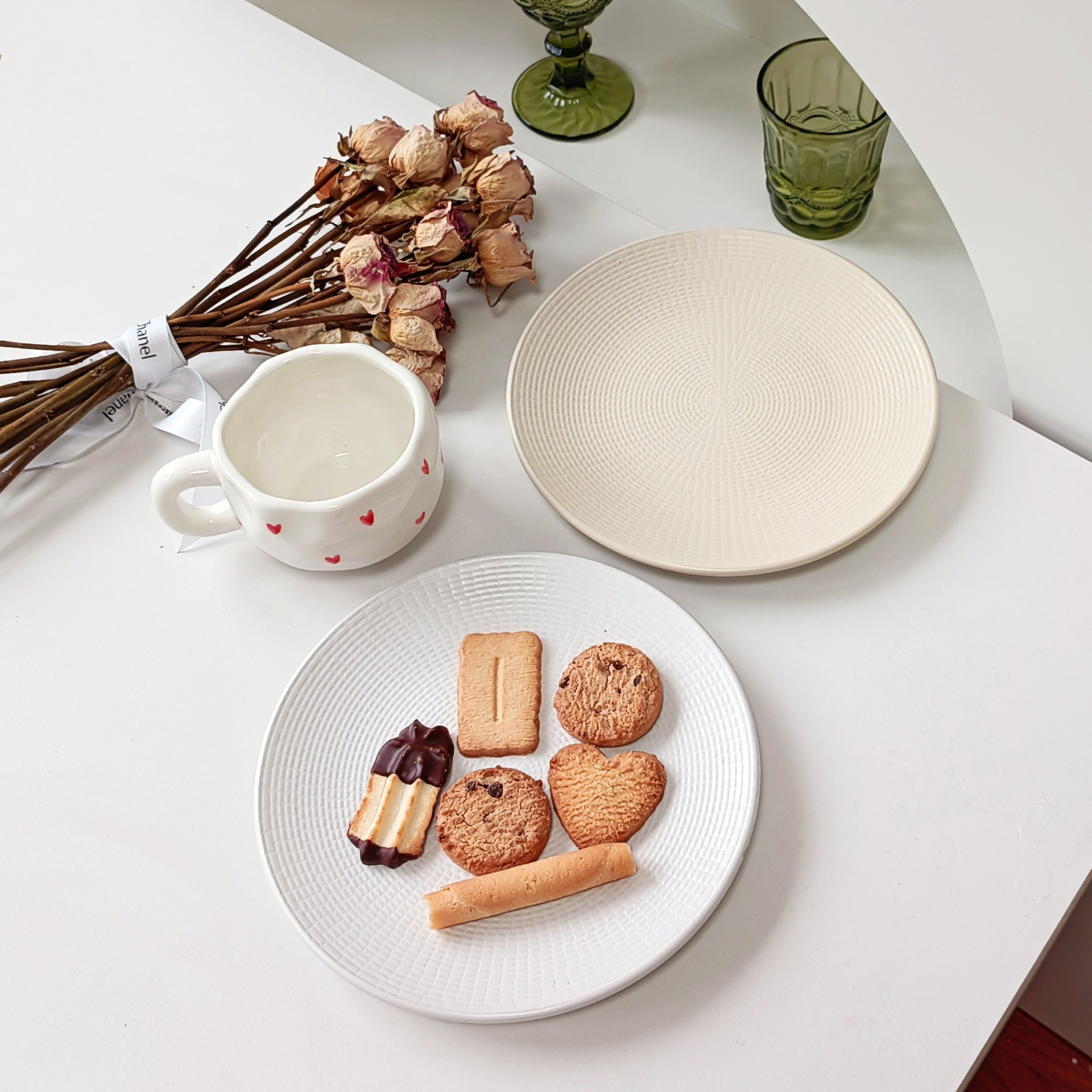 《3668》高質感淺黃玉米紋陶瓷圓盤