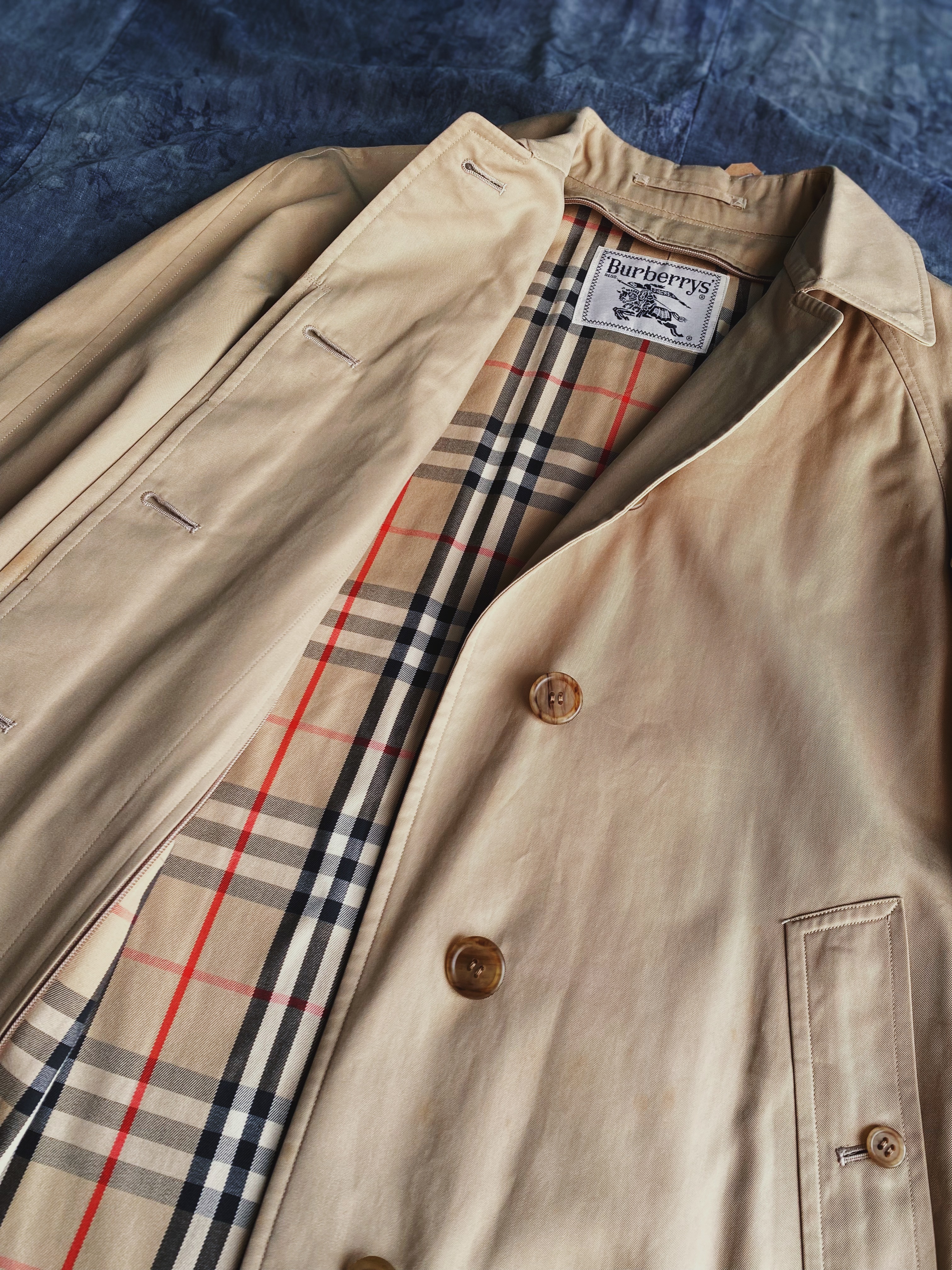 Burberry trench coat/overcoat古著風衣/單排釦大衣- 深卡其色經典格紋
