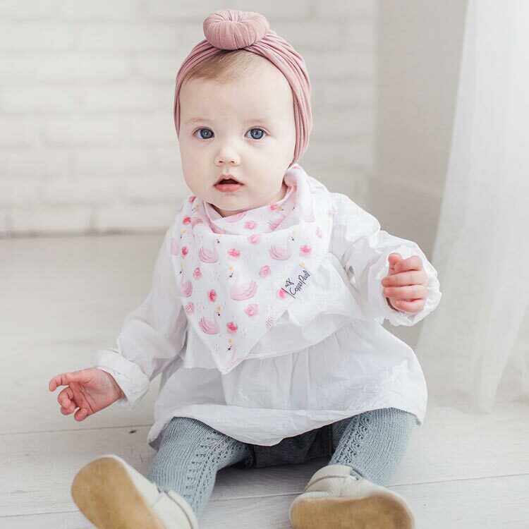 美國Copper Pearl時尚吸水圍兜四件組-花澗天鵝