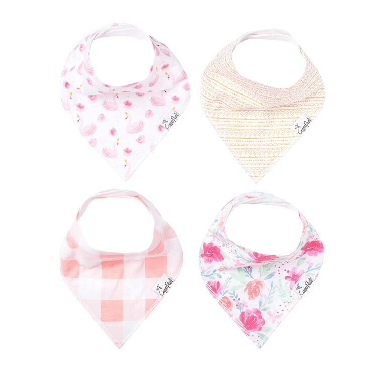 美國Copper Pearl時尚吸水圍兜四件組-花澗天鵝