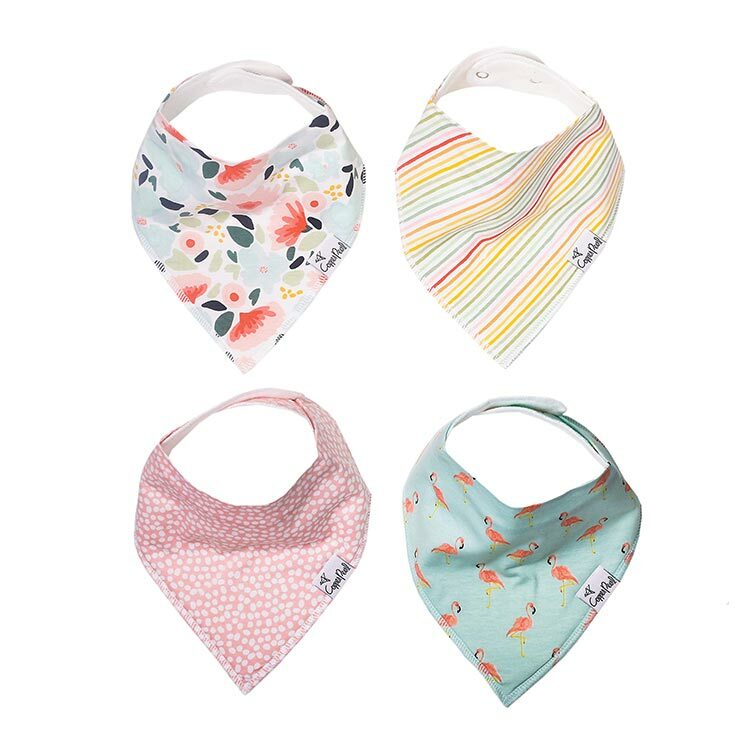 美國Copper Pearl時尚吸水圍兜四件組-扶桑紅鶴