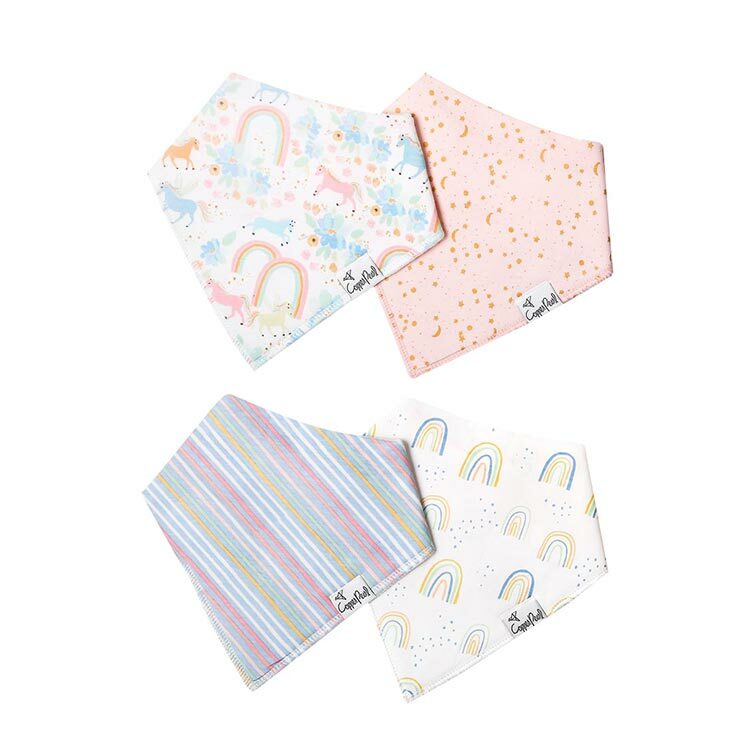 美國Copper Pearl時尚吸水圍兜四件組-浪漫獨角獸