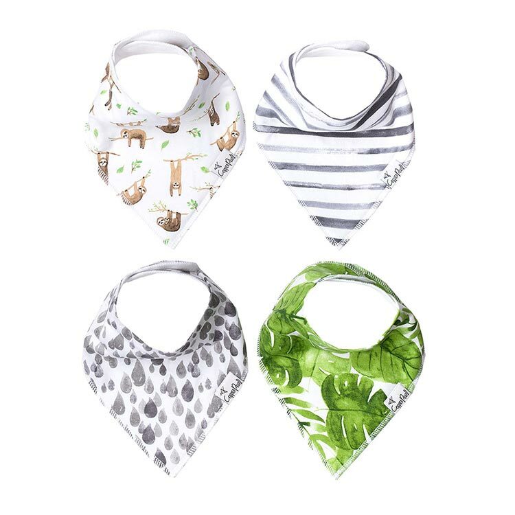 美國Copper Pearl時尚吸水圍兜四件組-叢林樹懶