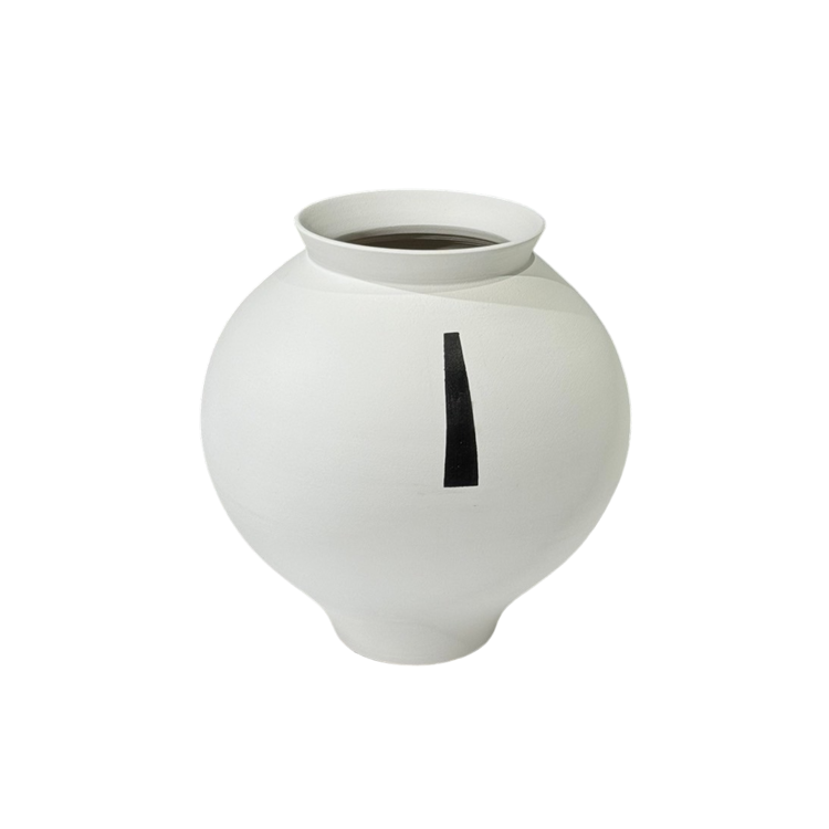 白陶符號花器 圓弧