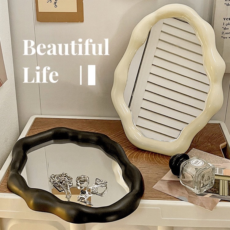 《2699》北歐 ins 波浪造型化妝鏡桌上鏡