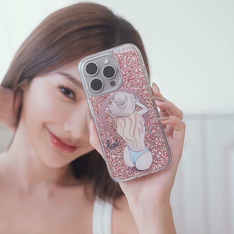 熱情女孩 玫瑰金貝拉殼 (MagSafe兼容) - (訂製名字) iPhone客製化手機殼