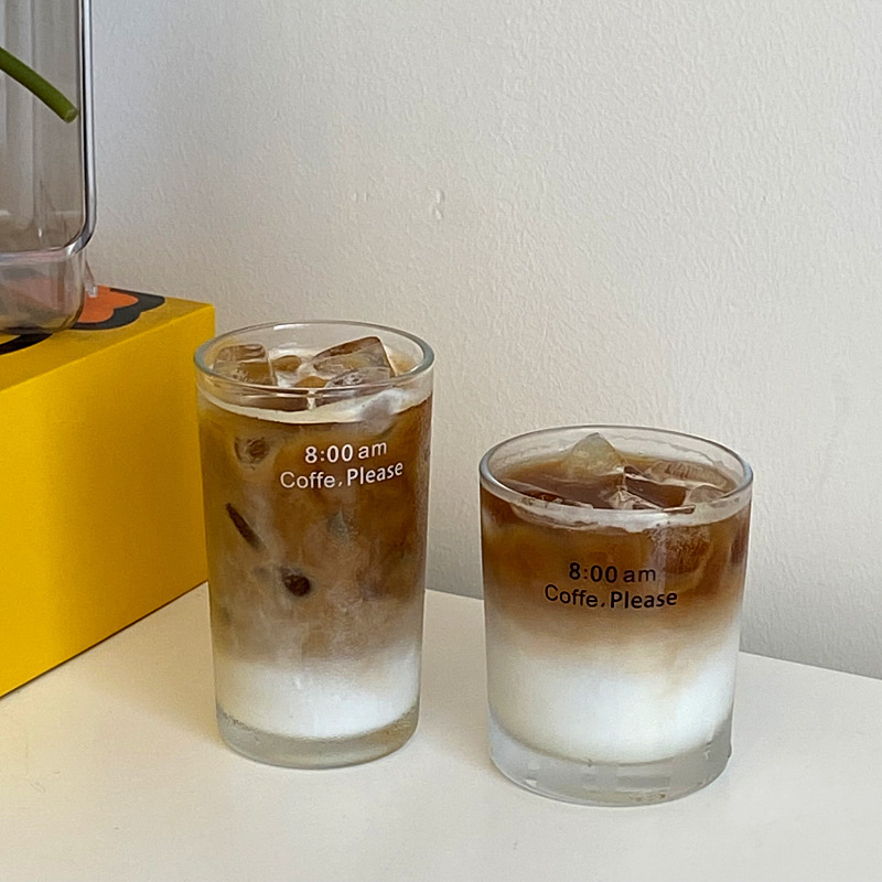 《3677》早點喝咖啡英文字母玻璃杯