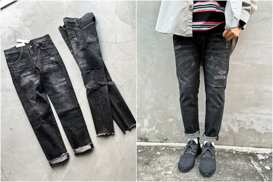 【K】TDH JEANS  補丁破壞 上寬下窄 牛仔褲 #17619