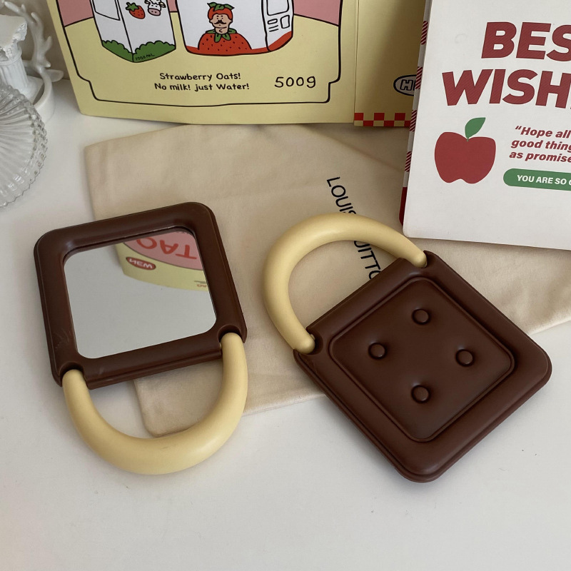 《3679》INS風創意巧克力華夫餅摺疊桌鏡