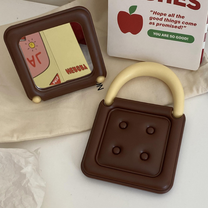 《3679》INS風創意巧克力華夫餅摺疊桌鏡