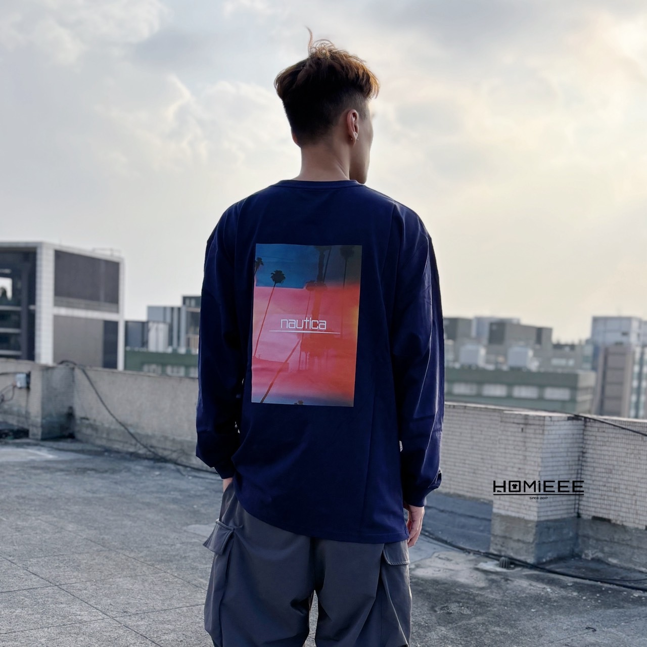 Nautica x JDZ Palm Tree 薄長袖 棕櫚樹 深藍 白色 [NTL3523]