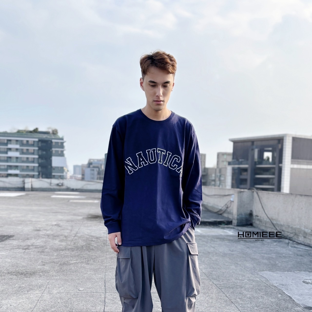 Nautica Arch Long Sleeve 長袖 長T 經典 LOGO 深藍 灰色