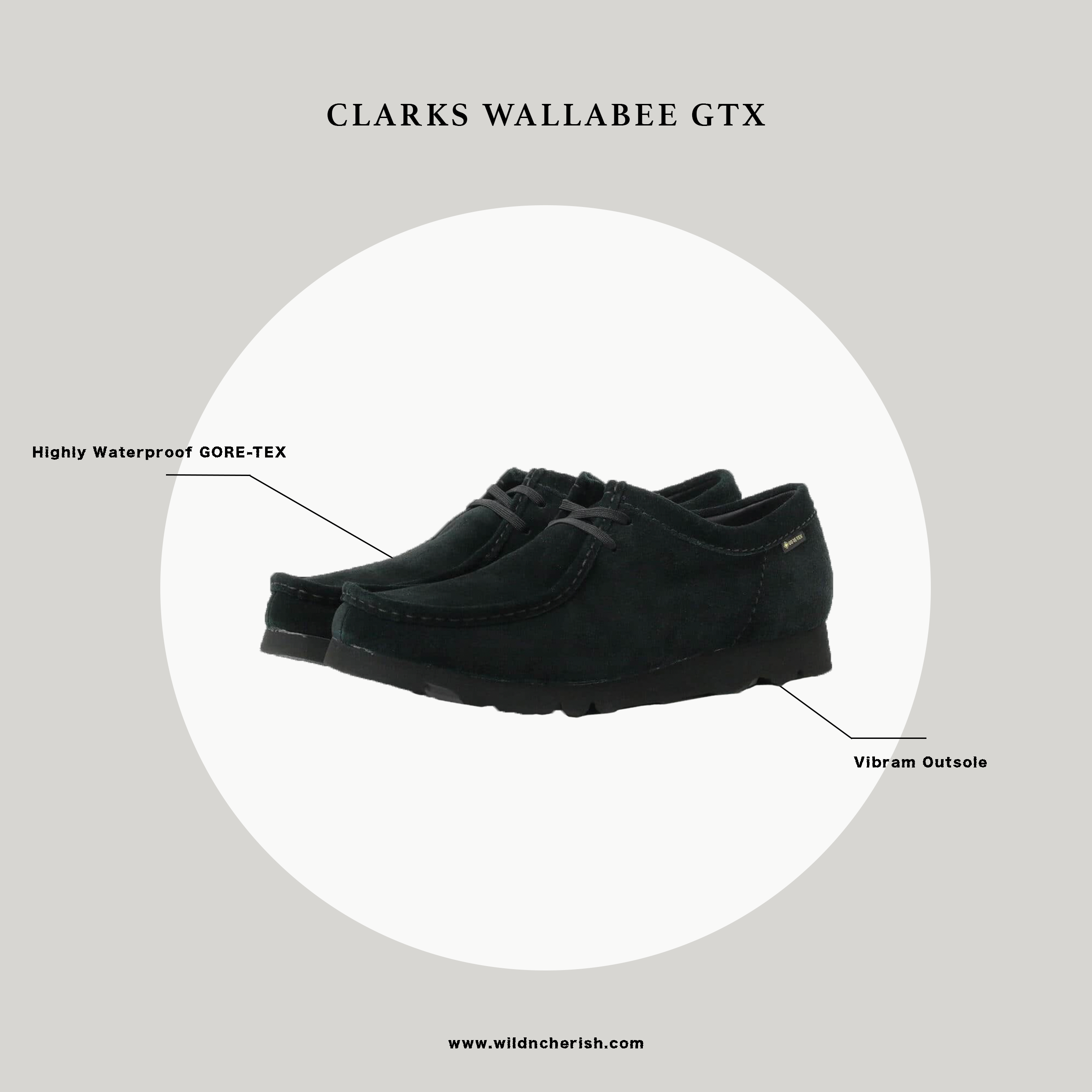 預訂| Clarks Wallabee GTX 防水麂皮全黑