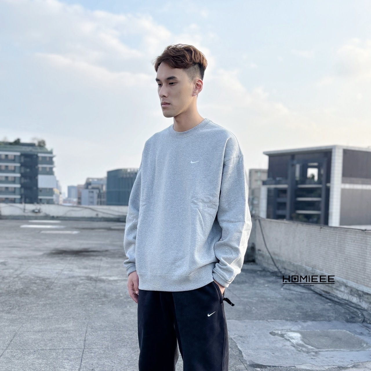 Nike Swoosh Crew 衛衣 帽T 厚磅 刷毛 黑色 灰色 [DX1362] [DX1356]