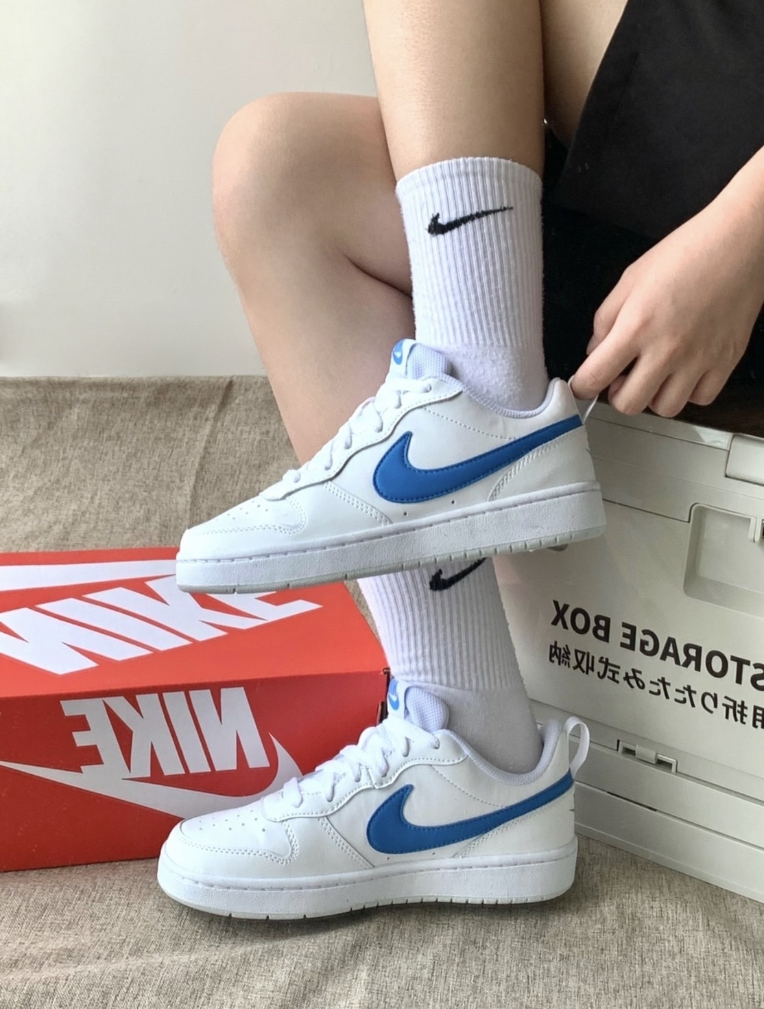 KTQ STORE ‧NIKE COURT BOROUGH LOW 2 GS 大童 白藍 BQ5448-123