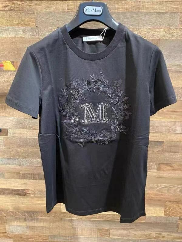 Max Mara   黑色徽标字母短袖teeELMO   010    -T