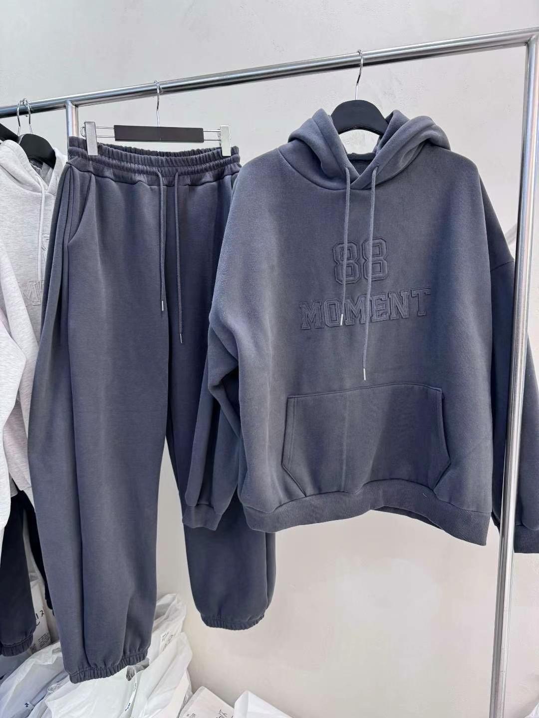 🇰🇷  88 立體字母 寬鬆 刷毛 重磅連帽套裝