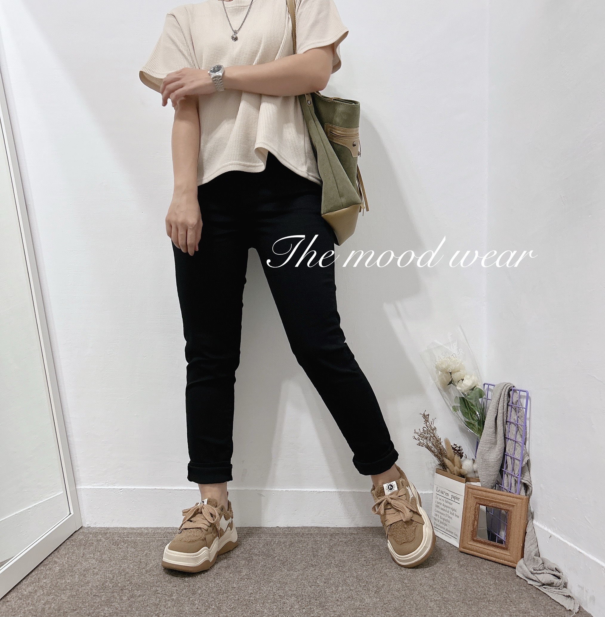 S-2XL超彈性顯瘦小直筒黑褲