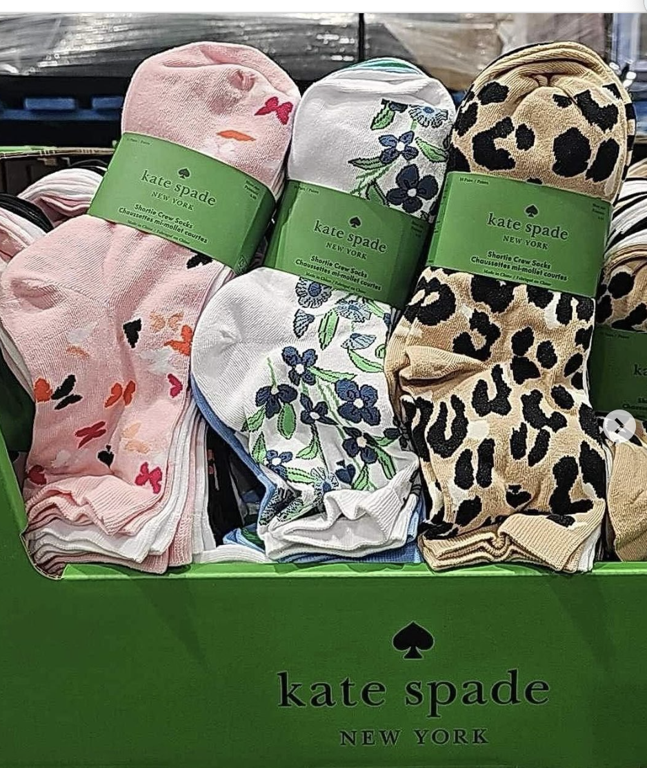 美國 Kate Spade 女裝中長度花襪仔 (1包10對)