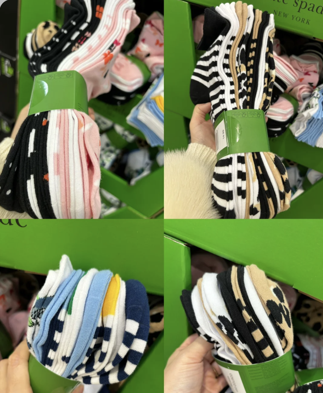 美國 Kate Spade 女裝中長度花襪仔 (1包10對)