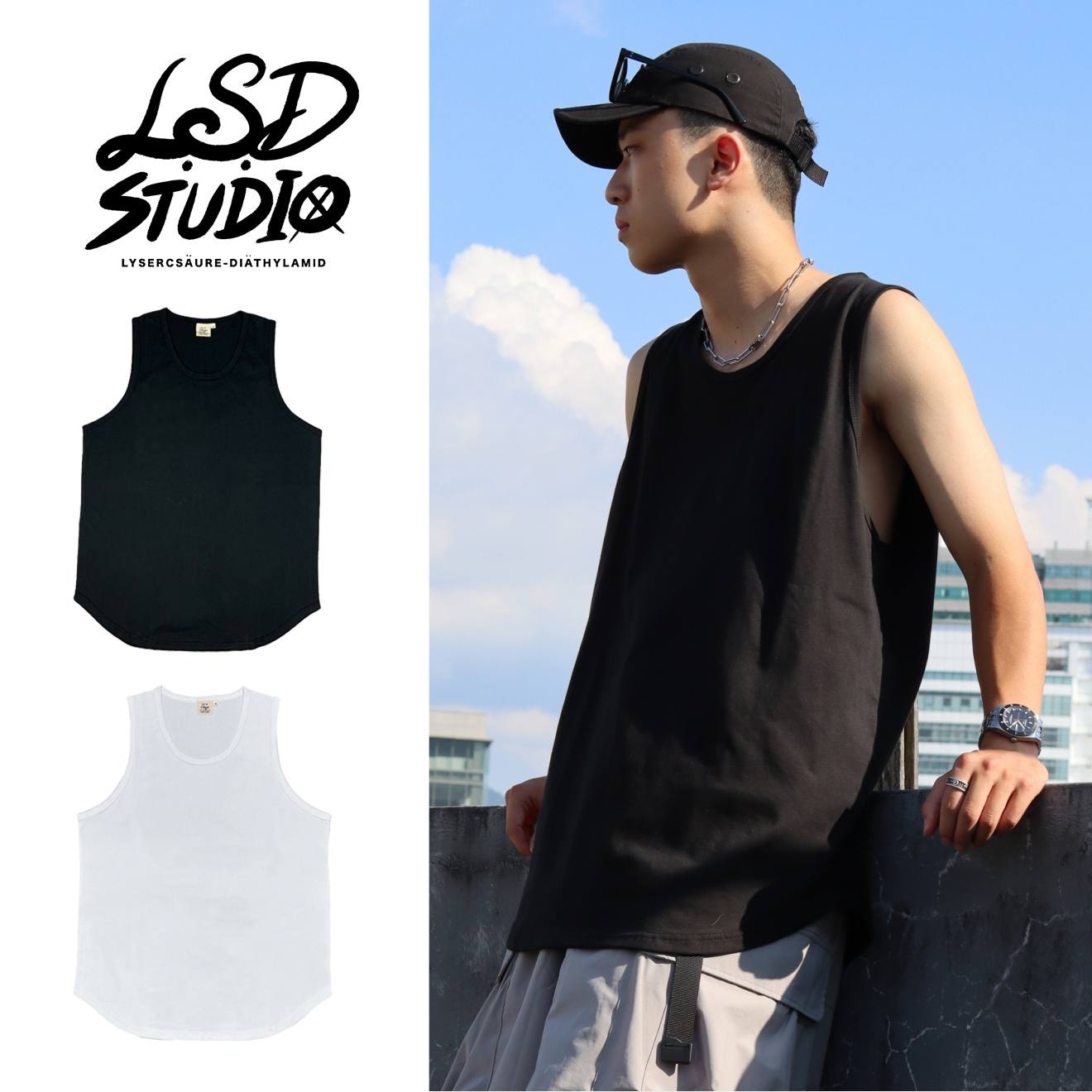 【22111】400g重磅圓弧下擺設計背心