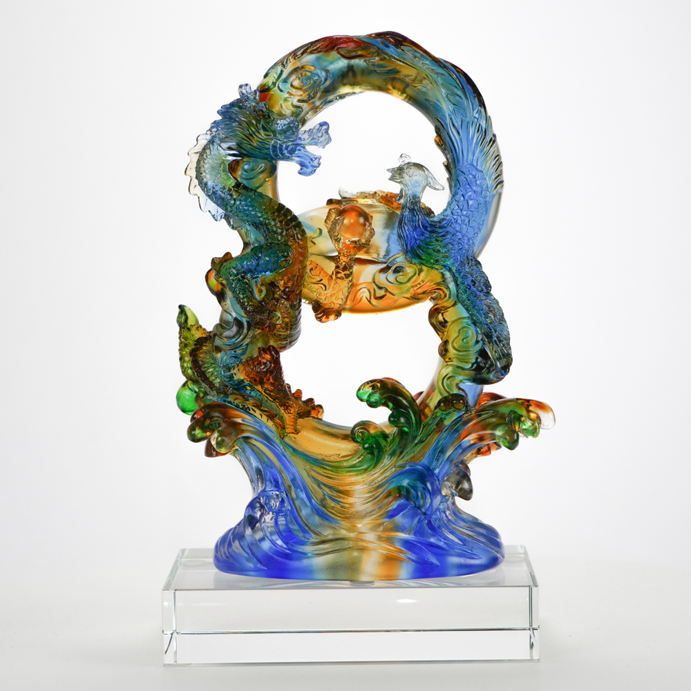 琉璃擺件｜龍鳳好緣 美滿姻緣結婚送禮首選