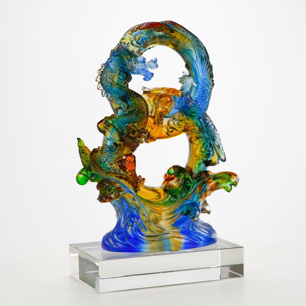 琉璃擺件｜龍鳳好緣 美滿姻緣結婚送禮首選