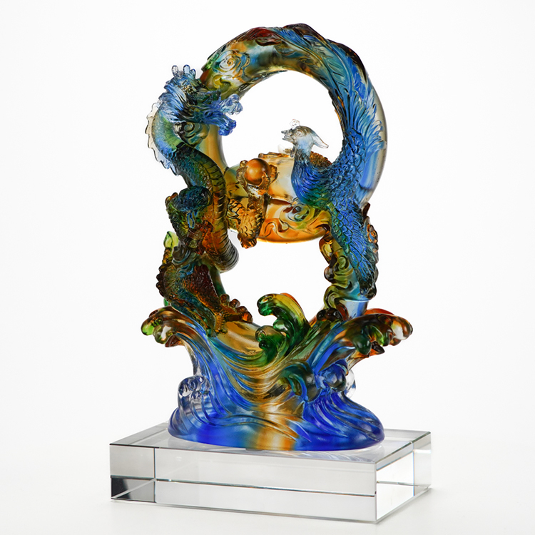 鹿港窯禮品館|龍鳳好緣 琉璃擺件 龍鳳呈祥 結婚送禮 婚禮禮物 送哥哥姐姐 送閨蜜同事