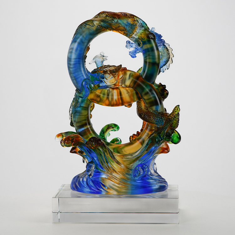 鹿港窯禮品館|龍鳳好緣 琉璃擺件 龍鳳呈祥 結婚送禮 婚禮禮物 送哥哥姐姐 送閨蜜同事