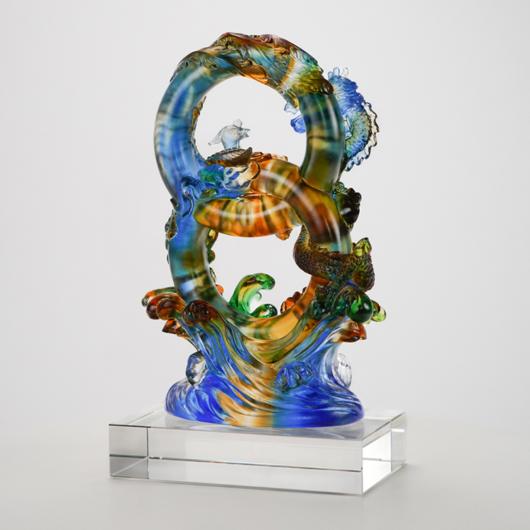 鹿港窯禮品館|龍鳳好緣 琉璃擺件 龍鳳呈祥 結婚送禮 婚禮禮物 送哥哥姐姐 送閨蜜同事