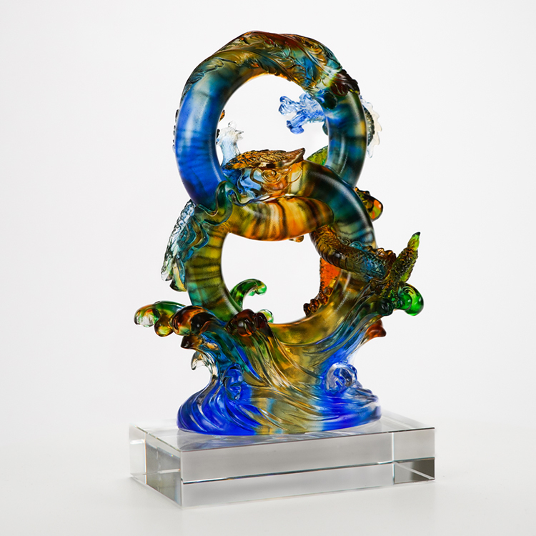 鹿港窯禮品館|龍鳳好緣 琉璃擺件 龍鳳呈祥 結婚送禮 婚禮禮物 送哥哥姐姐 送閨蜜同事