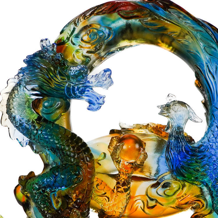 鹿港窯禮品館|龍鳳好緣 琉璃擺件 龍鳳呈祥 結婚送禮 婚禮禮物 送哥哥姐姐 送閨蜜同事