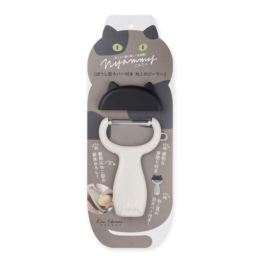 貓咪 三合一削皮刀 削皮磨泥器(附蓋)｜日本Nyammy
