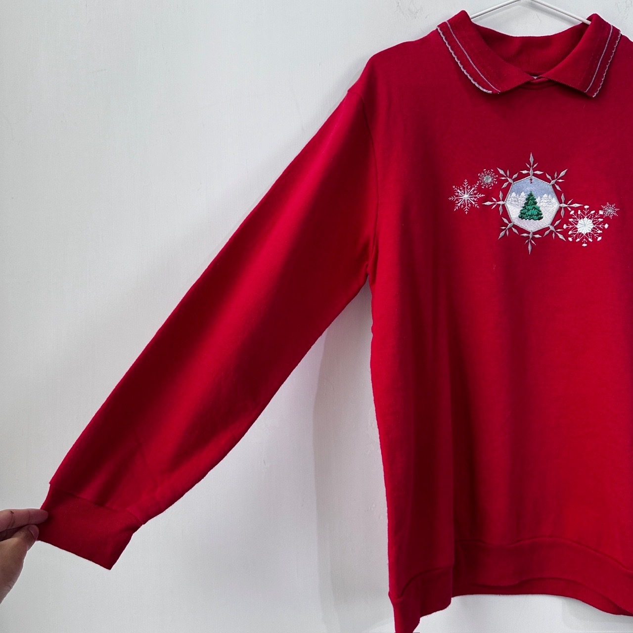 紅色冬日聖誕古著衞衣