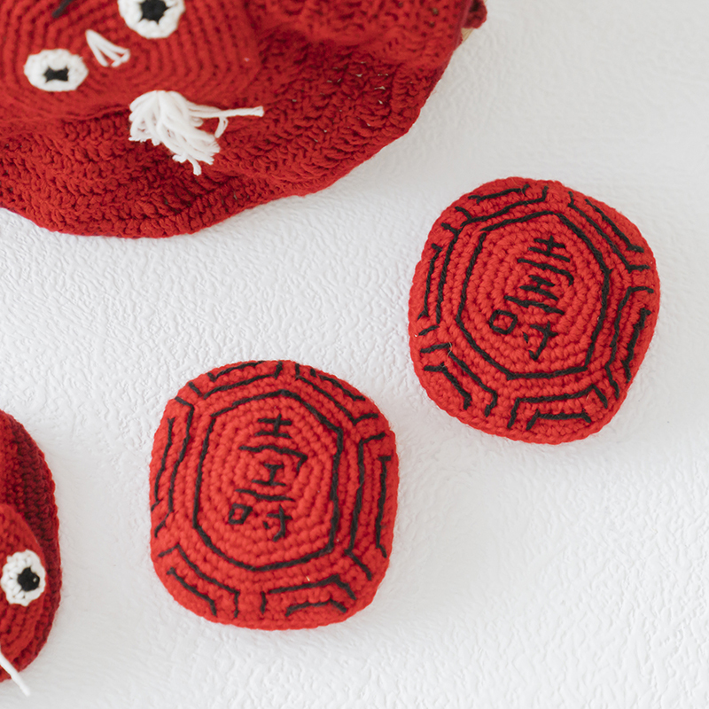 【獨家原創設計】抓周針織玩具 - 紅龜粿(接單訂製品)