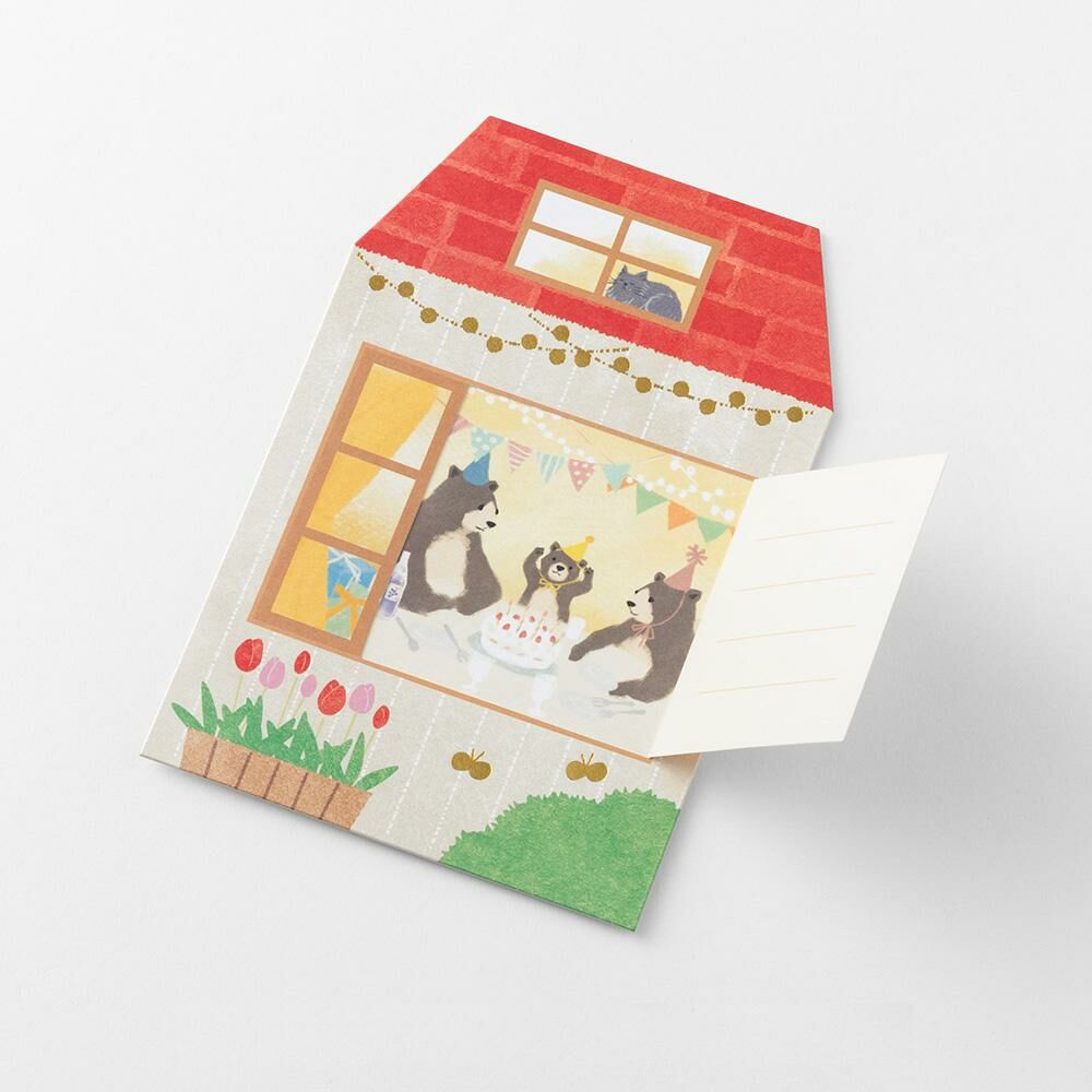 開窗卡片 生日卡片 生日房屋 附信封｜MIDORI 日本