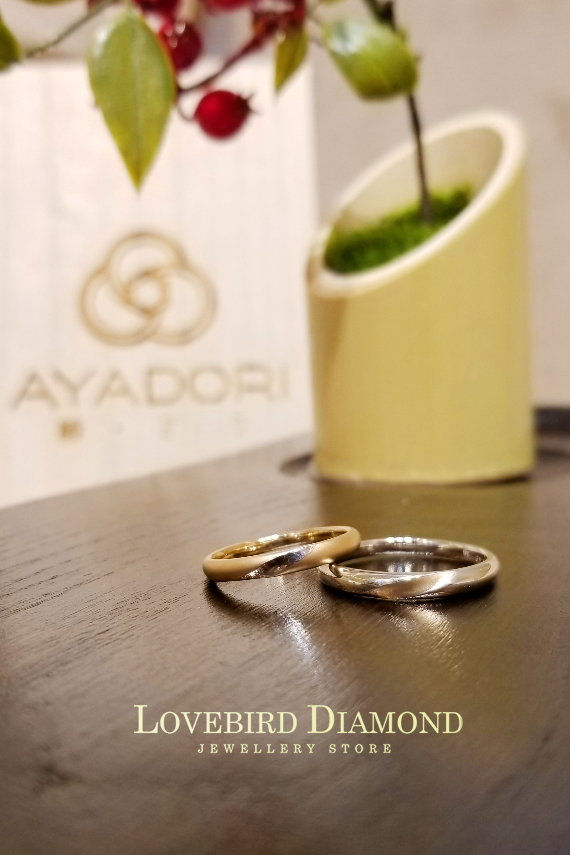 日本PT950鉑金/18K香檳金結婚戒指 - 恋ごろも (愛的衣裳)