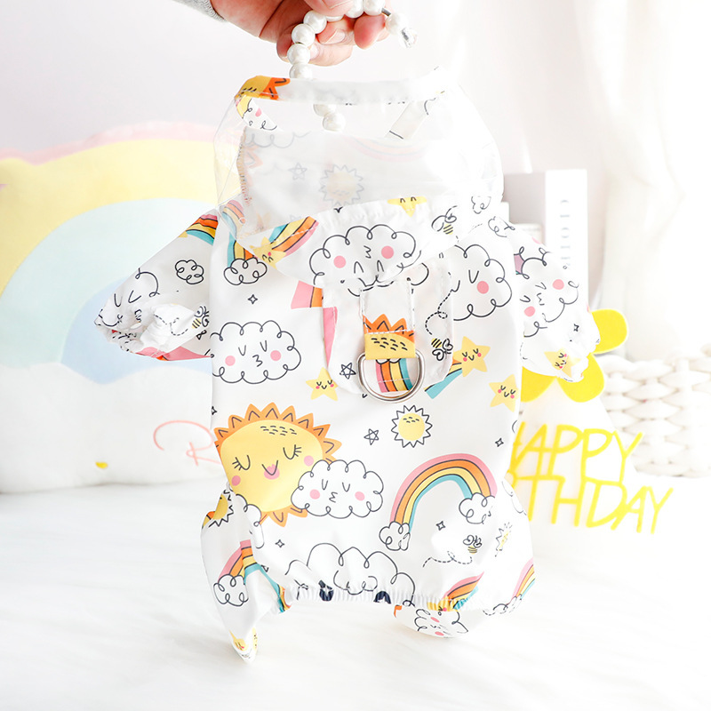 宠物衣服 宠物雨衣牵引4脚裤