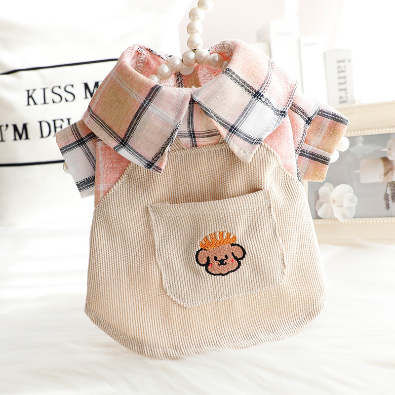 宠物衣服 粉色格子衣