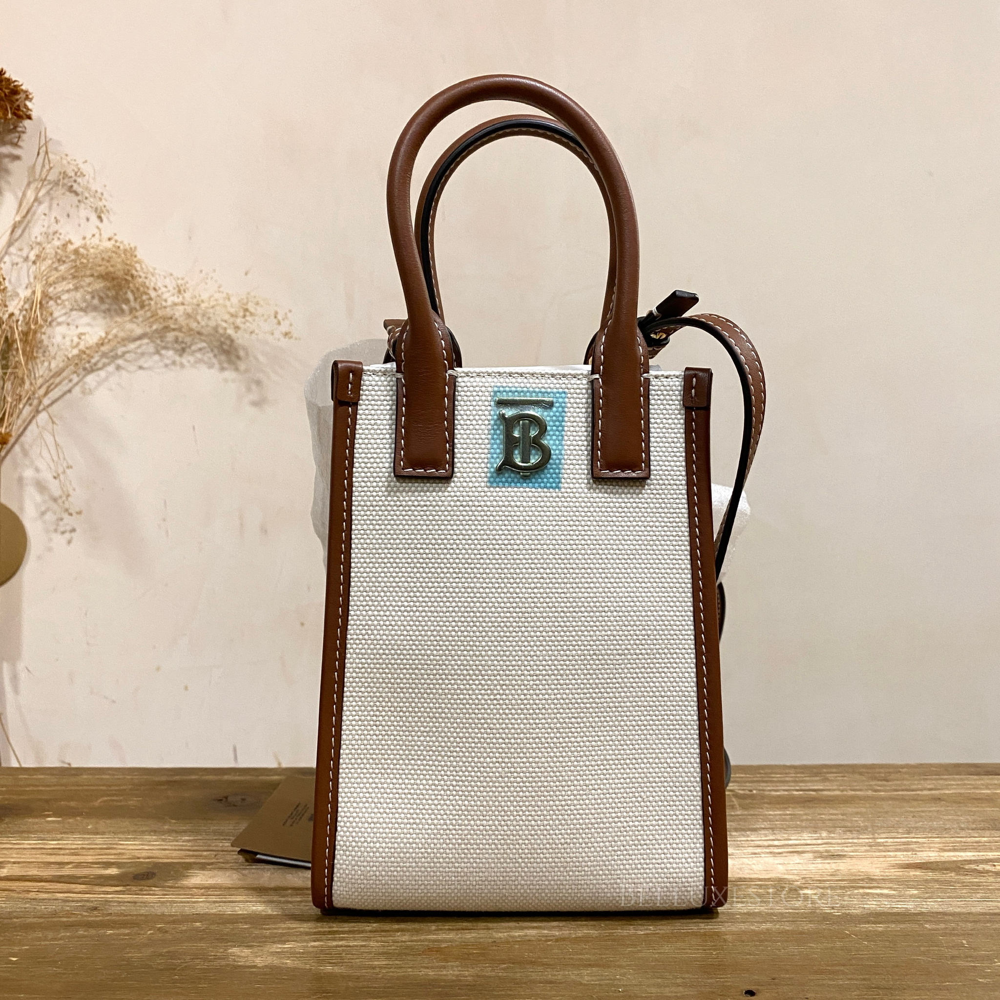 Unused] Burberry micro frances tote canvas natural