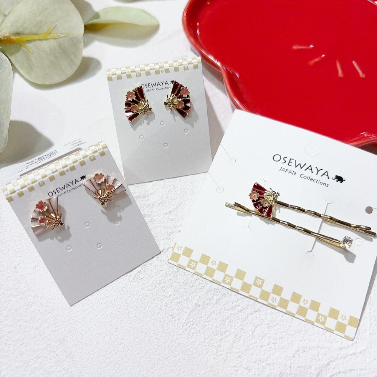 櫻花和扇耳環/髮夾