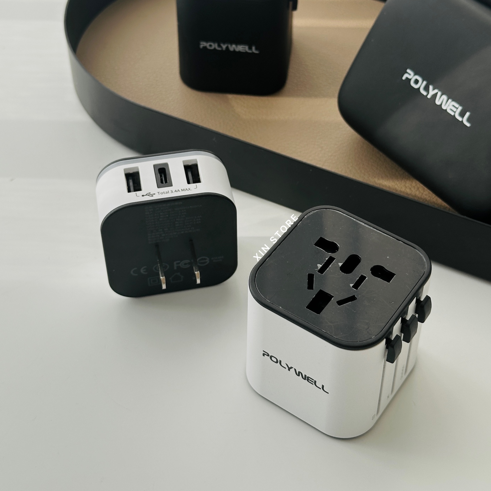 Polywell 多國旅行充電器 萬國充 轉接頭 二合一 Type-C+雙USB-A充電器