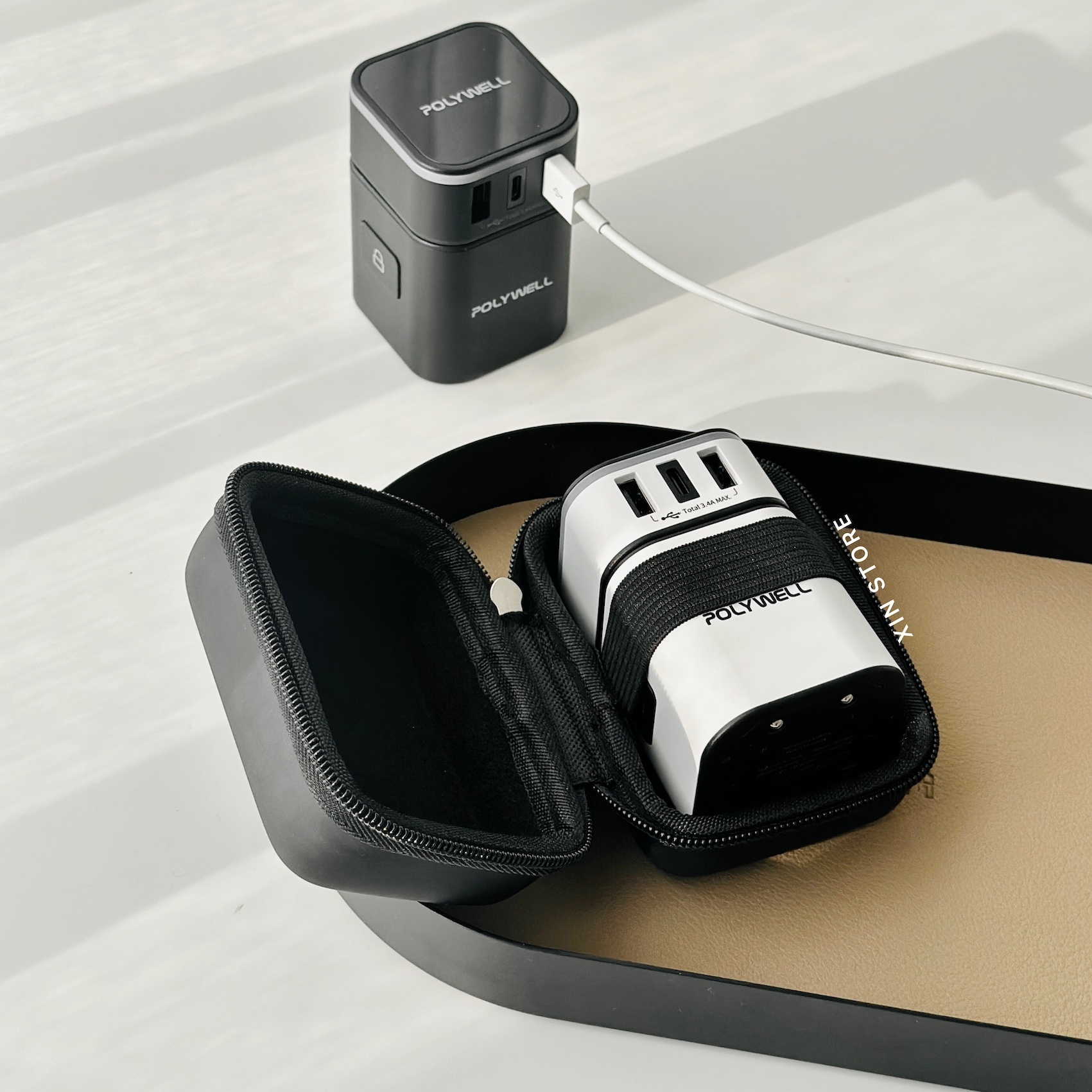 Polywell 多國旅行充電器 萬國充 轉接頭 二合一 Type-C+雙USB-A充電器