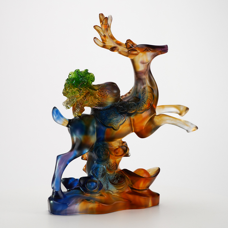 鹿港窯禮品館│琉璃-擺飾 一路發財 擺件 招財工藝品 適用於居家辦公室佈置 開業送禮 新屋落成 喬遷祝賀餽贈