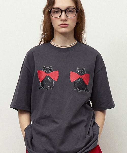 RONRON RIBBON CATS T SHIRT