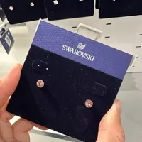 [S] SWAROVSKI SOLITAIRES STUD EARRINGS ROUND CUT PINK, 5101339 (SSW68)